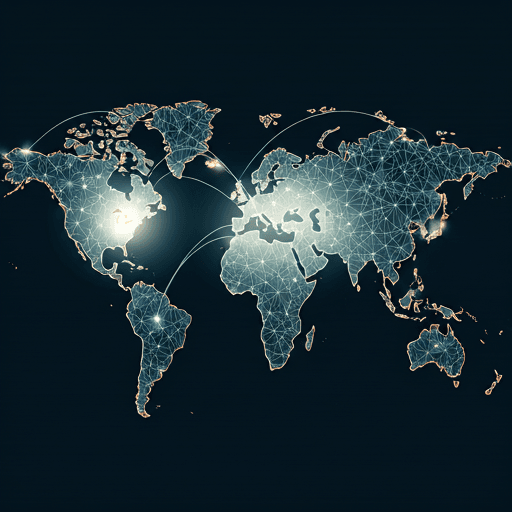 World map with data connection nodes